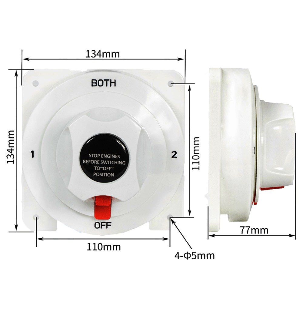 Picture of Marine Beyaz Devre Kesici Both Şalter Tek Akü 175A Çift Akü Toplam 300A