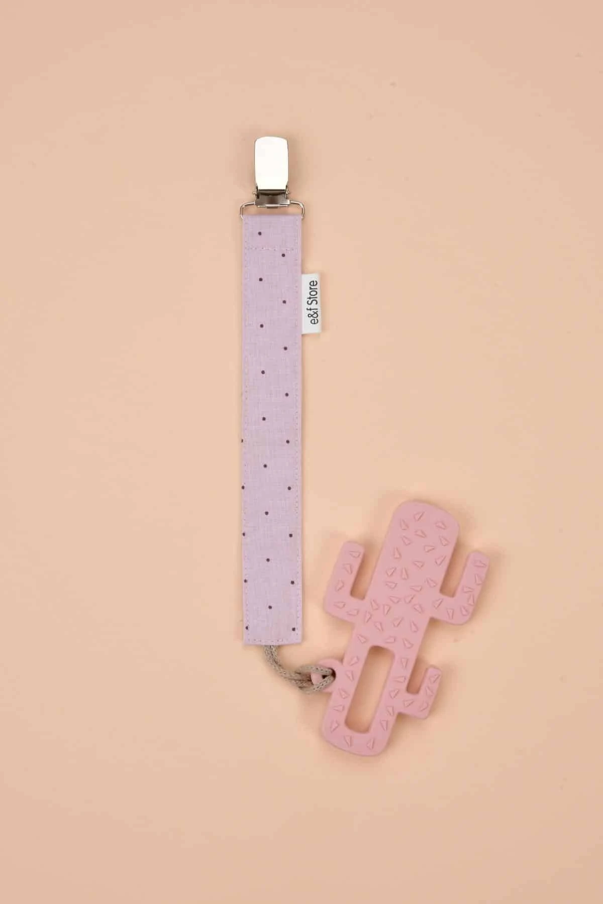 Picture of İkinci Şans - 3'lü Emzik Askısı Seti - Puantiyeli Lila - Çiçekli - Bej