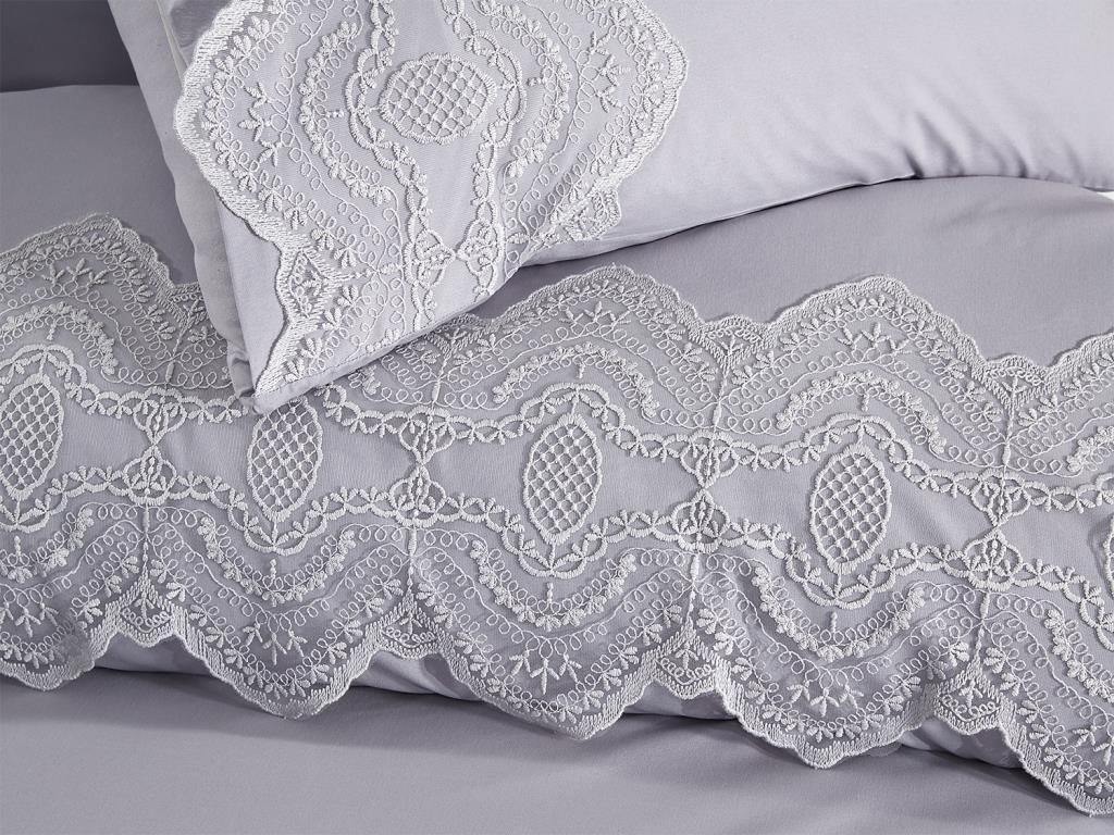 Picture of Fransız Dantelli Eslem Çeyizlik Nevresim Takımı Gri