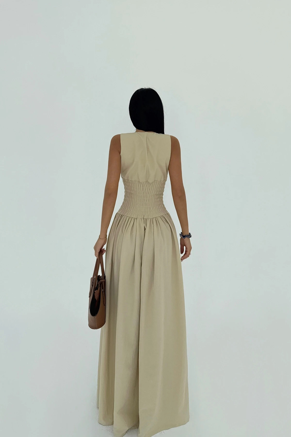 Picture of Cream Button Detail Dress