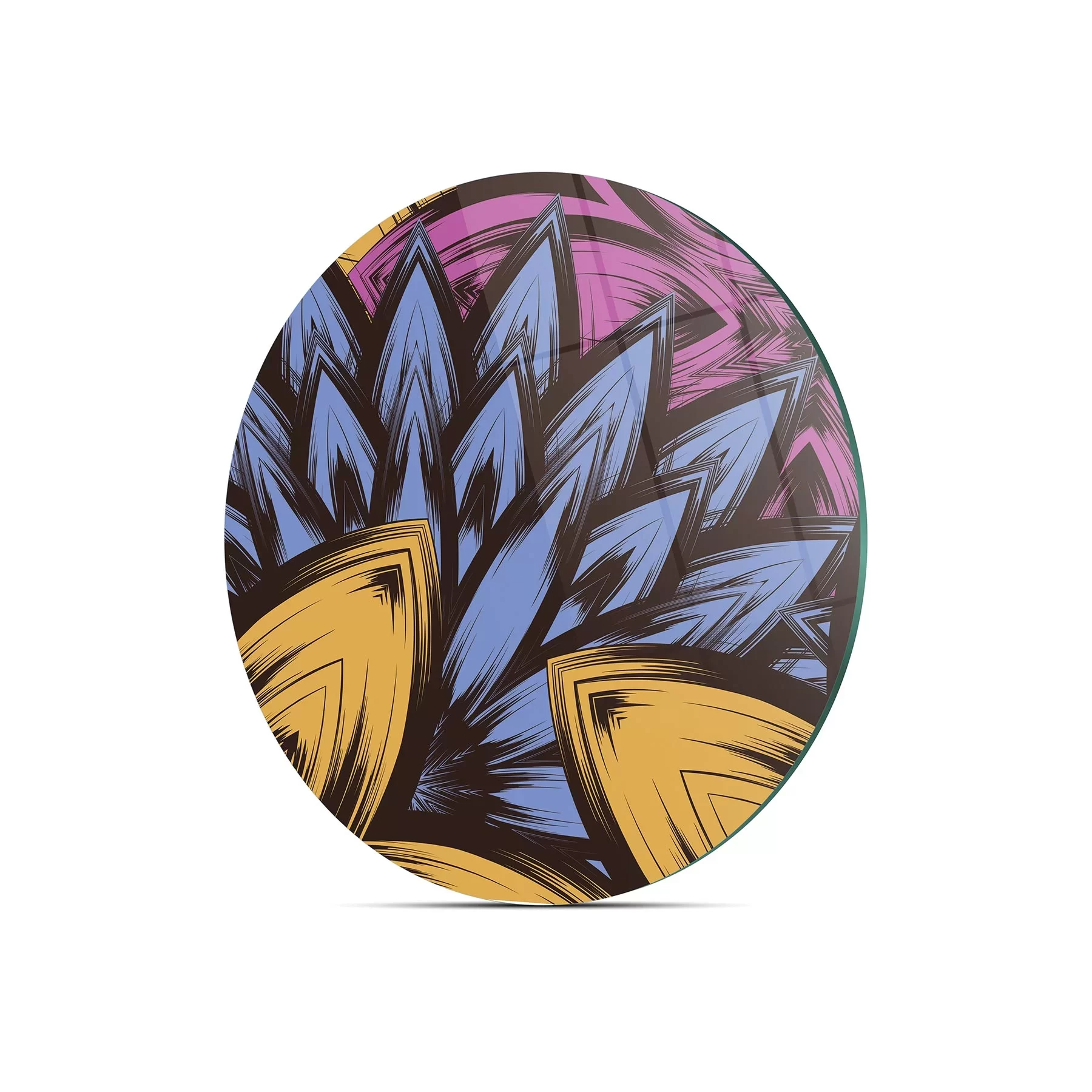 Picture of Decovetro Cam Kesme Tahtası ve Sunumluk Yuvarlak Dekoratif Çiçek Desenli 30x30 Cm