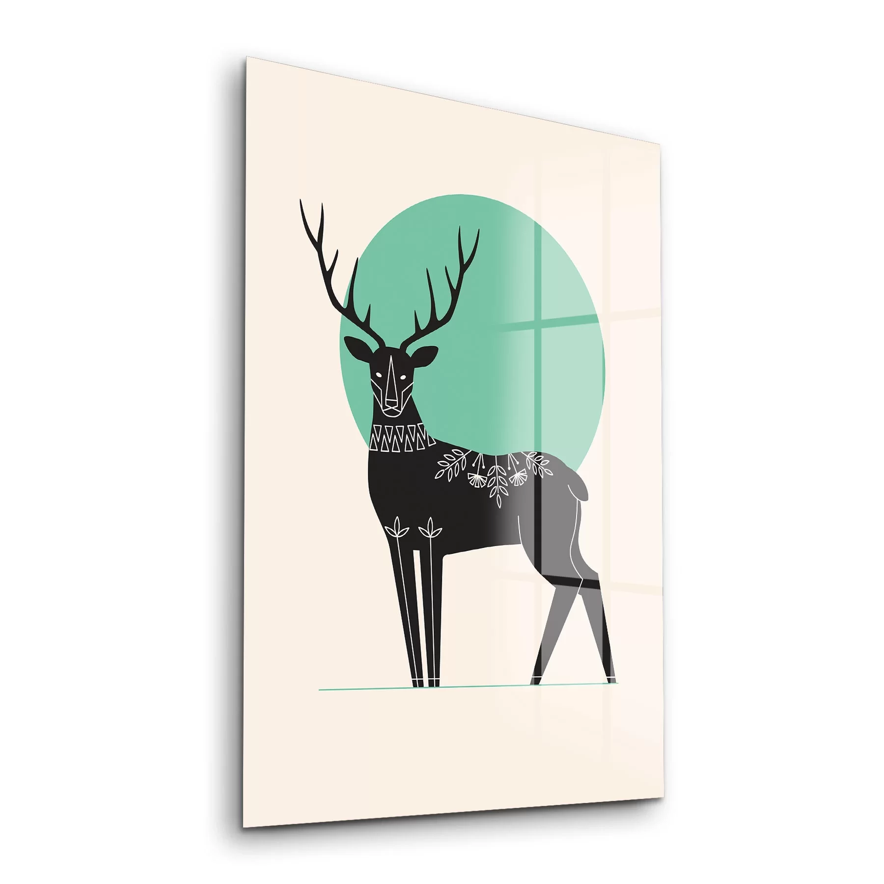 Picture of Decovetro Cam Tablo Minimal Geyik Desenli 30x40 cm