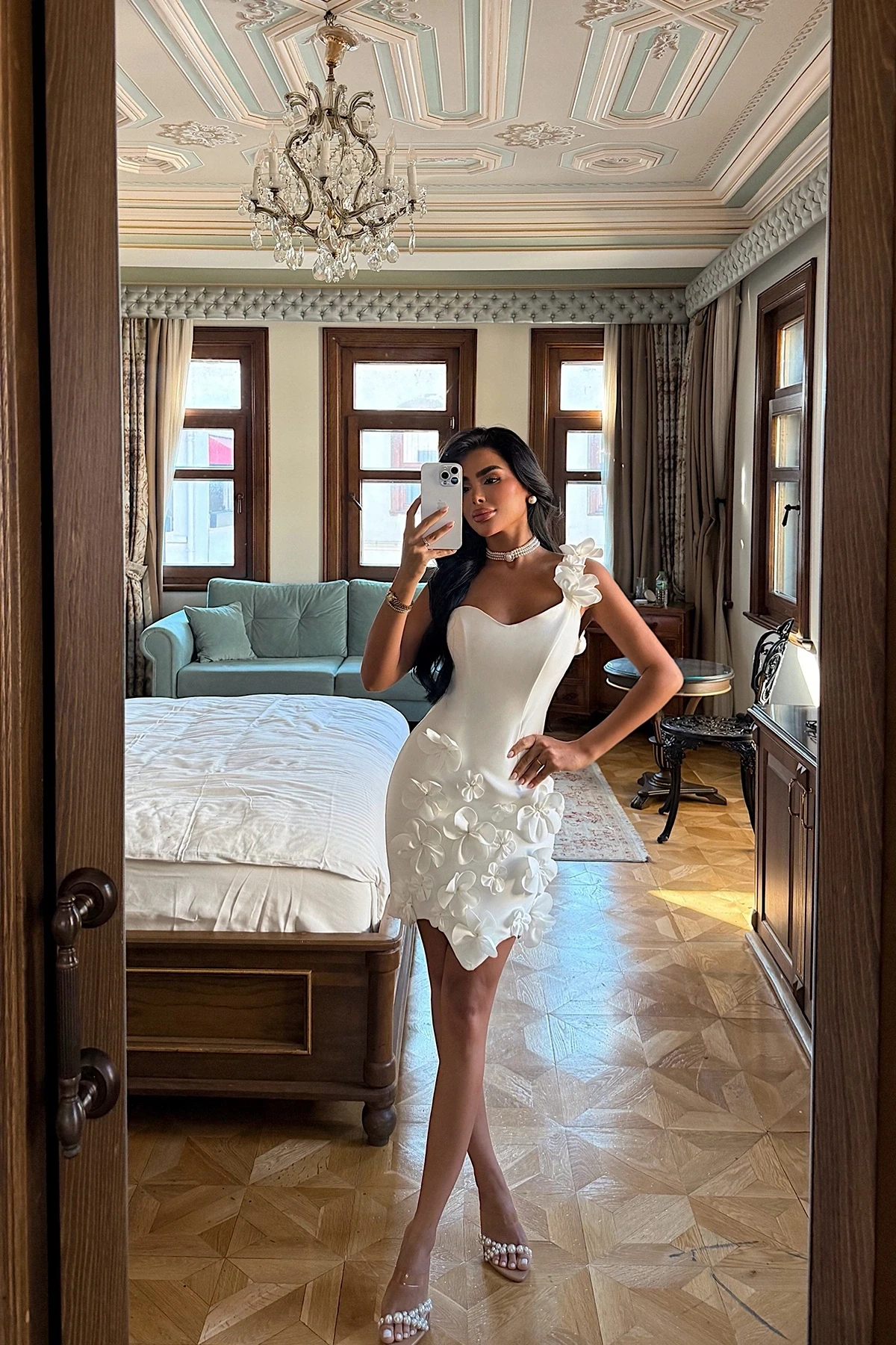 Picture of White Floral Mini Dress