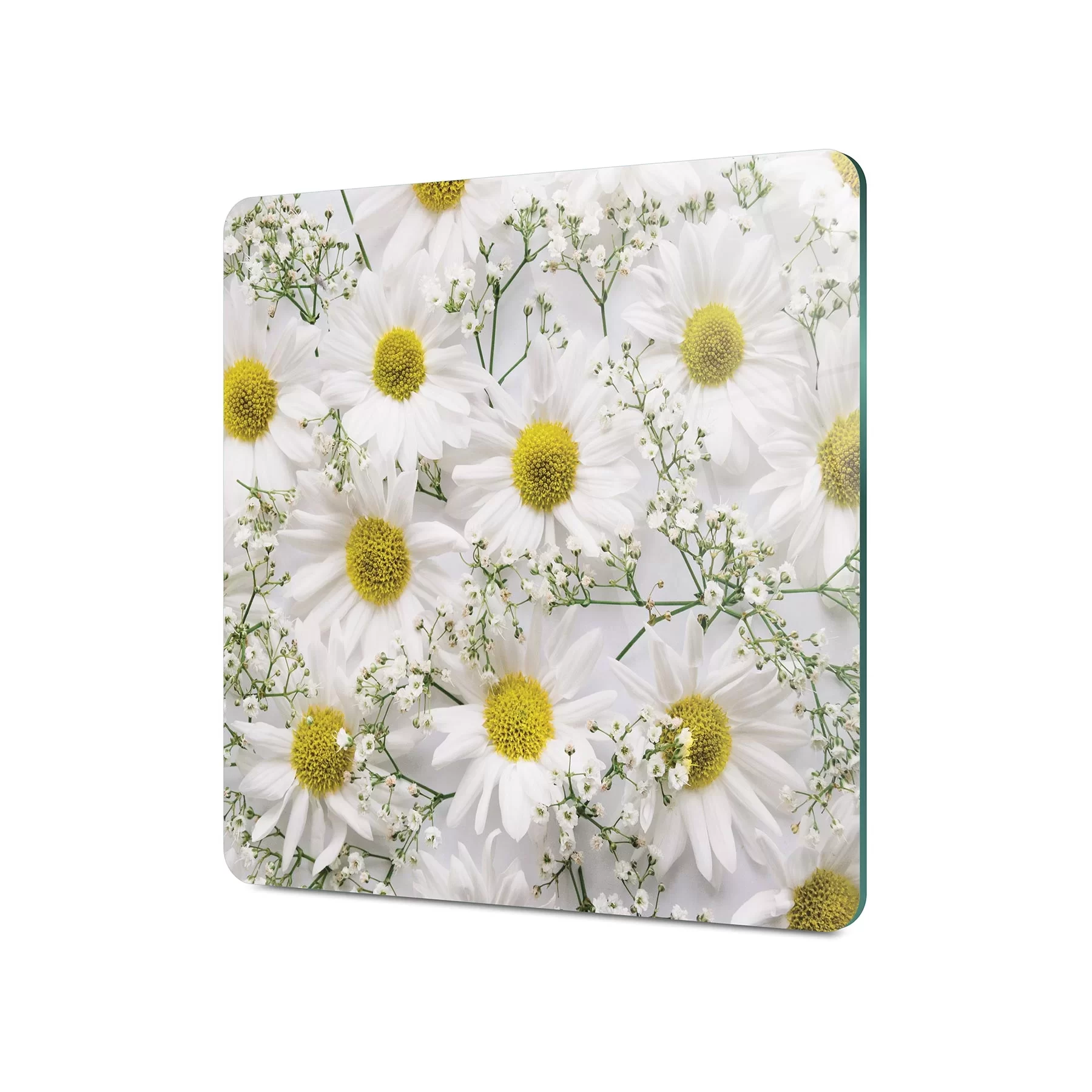 Picture of Decovetro Cam Kesme Tahtası ve Sunumluk Kare Papatya Desenli 30x30 Cm