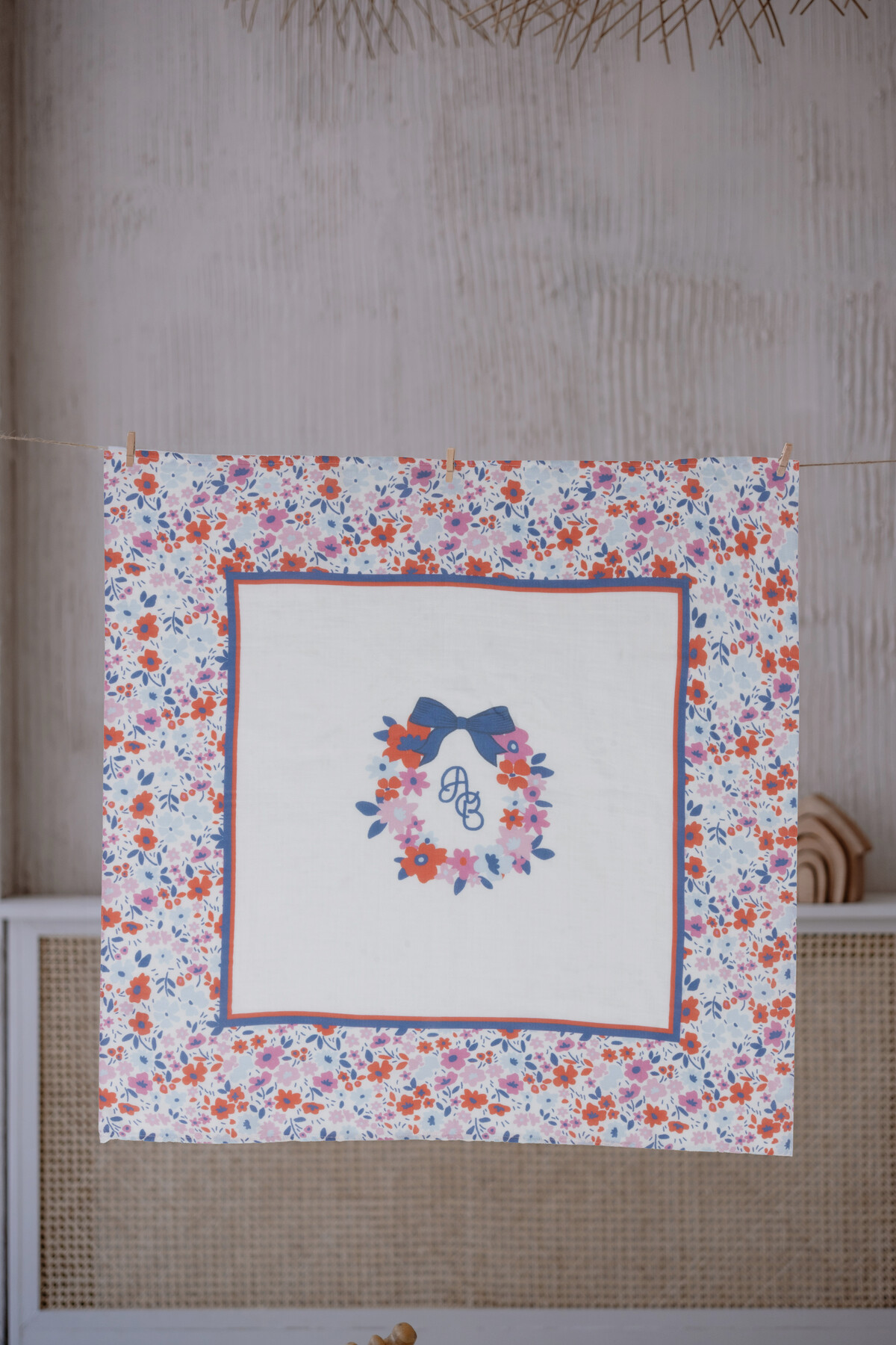 Picture of Çift Taraflı Bebek Battaniyesi - Minik Çiçekler/Kırmızı