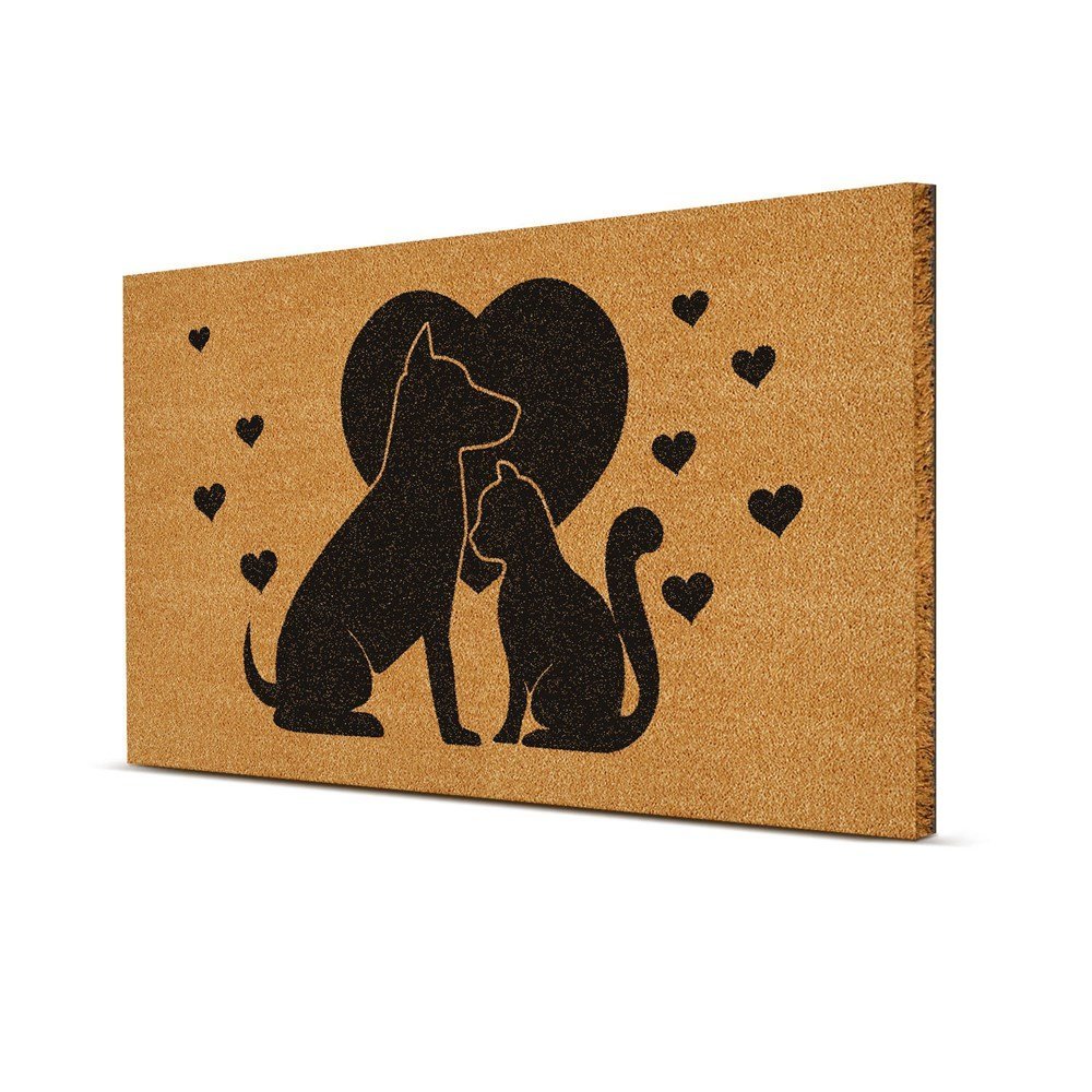 Picture of Decovetro Paspas Love Cat And Dog Desenli Kapı Önü Paspası 40 x 60 Cm