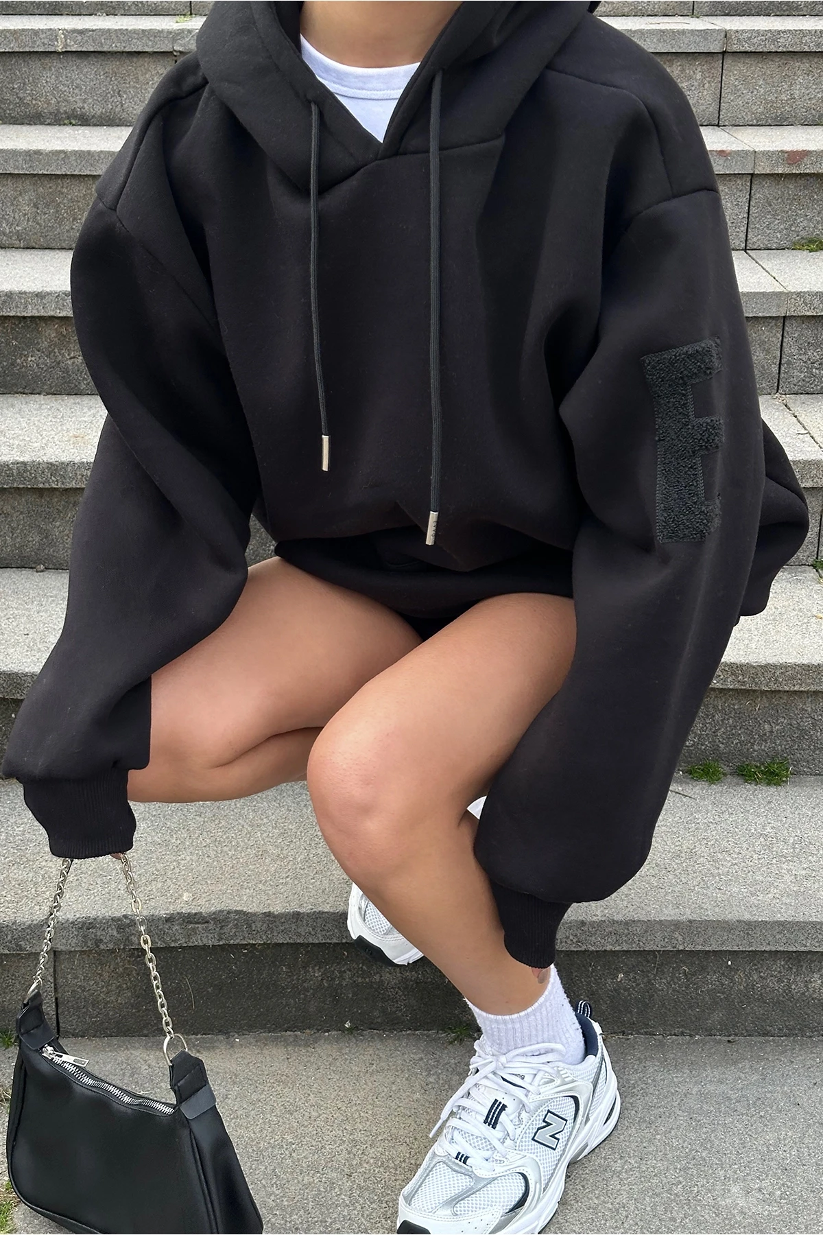 Picture of Black Hooded E Embroidered Sweat