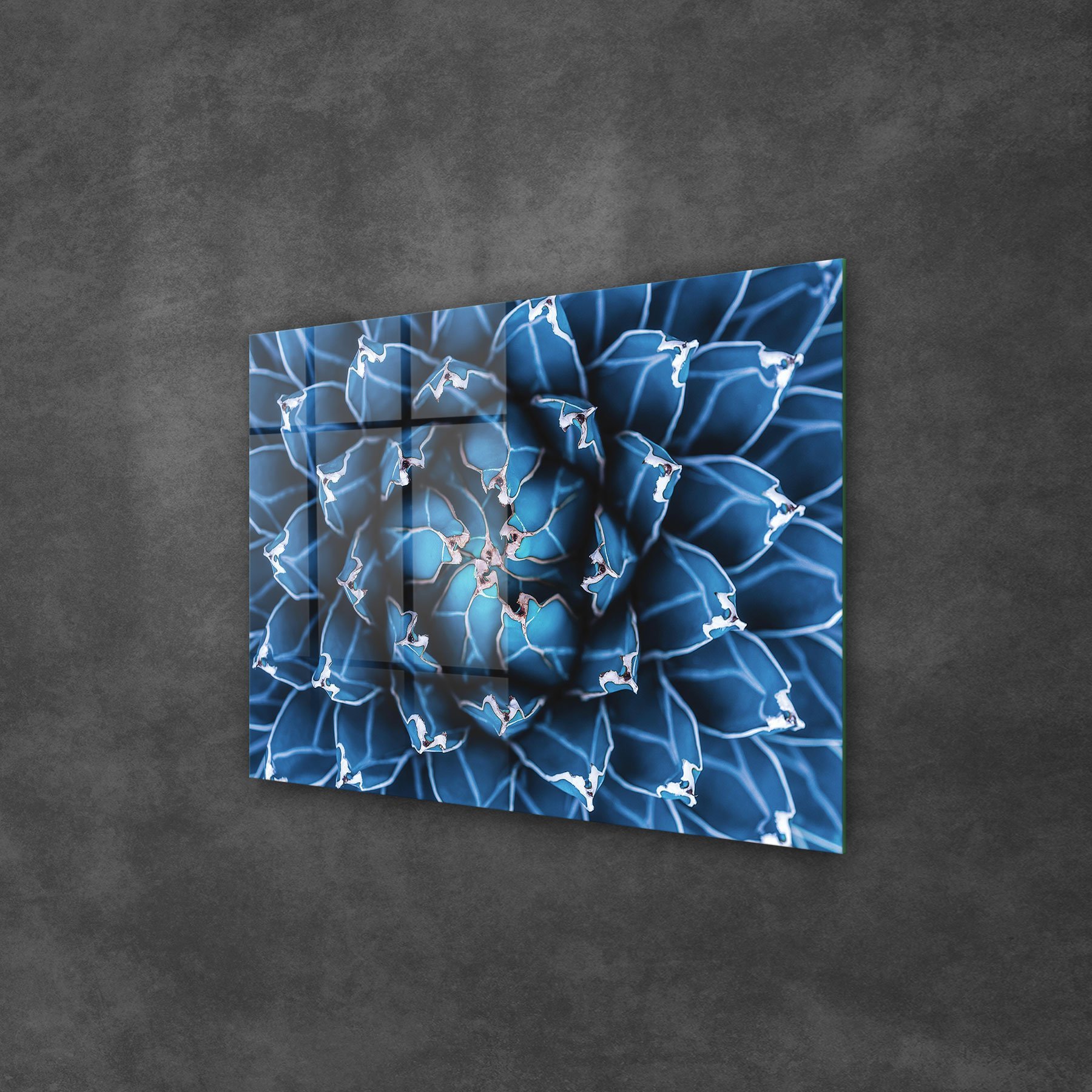 Picture of Decovetro Cam Tablo Mavi Çiçek Deseni 50x70 cm