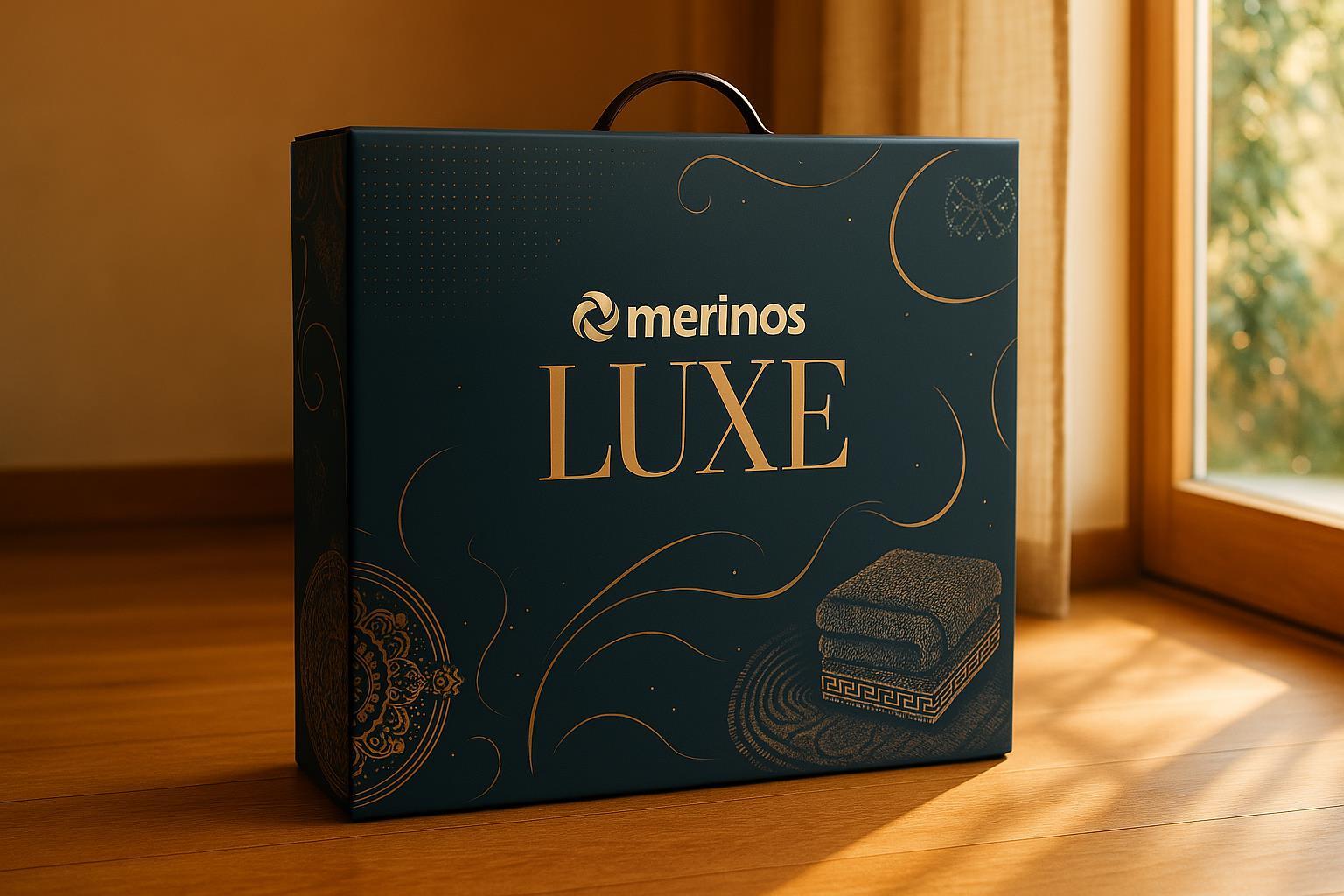 Picture of Merinos Luxe 3 Parça Çift Kişilik Yatak Örtüsü Seti Kutulu 230x250 Kareli Bej