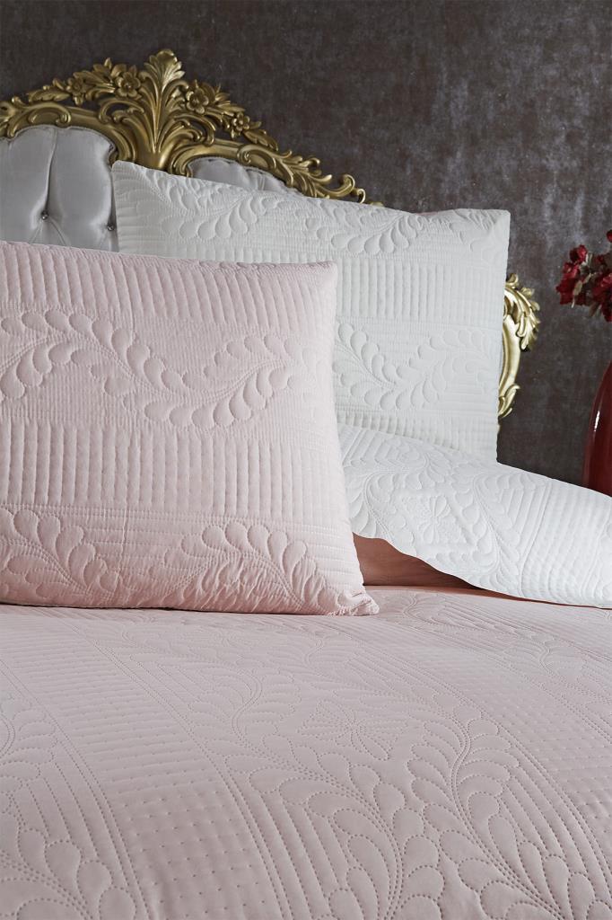 Picture of Ultrasonik Kapitoneli Sanem Çift Taraflı Çift Kişilik Yatak Örtüsü Krem Pudra