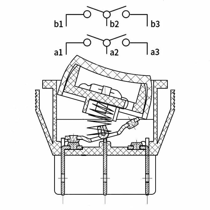 Picture of Anten Sunroof Cam Düğmesi 1-0-2 Yaylı Oklu Anahtar 12V-220V MT-ANY01