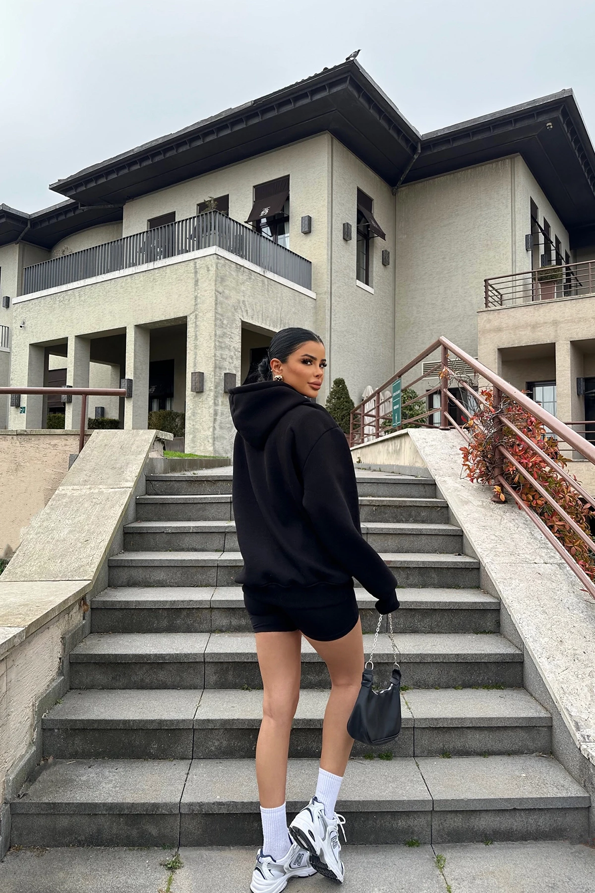 Picture of Black Hooded E Embroidered Sweat