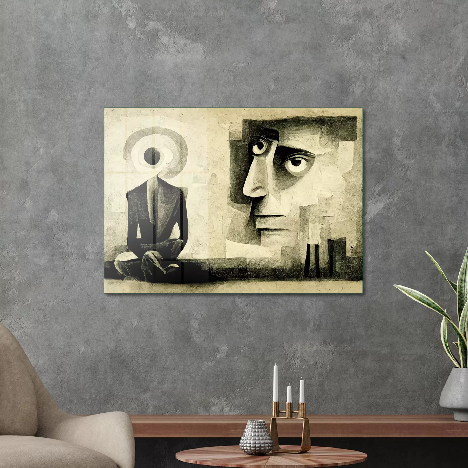 Picture of Decovetro Cam Tablo Soyut Geometrik Portre 70x100 cm