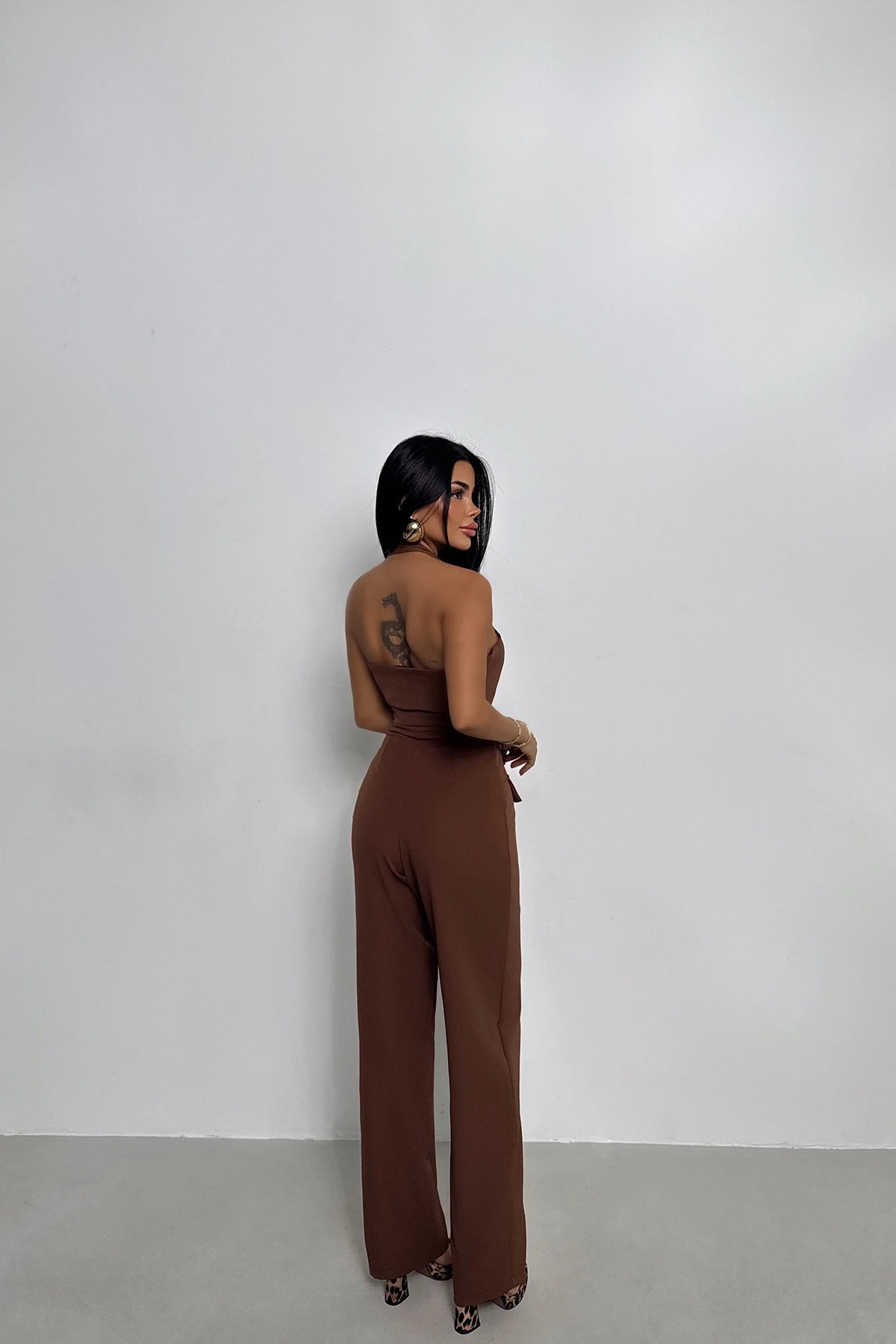 Picture of Brown Pocket Detail Trousers Suit