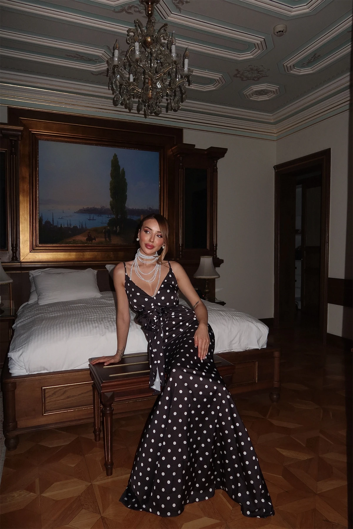 Picture of Black Polka Dot Long Dress