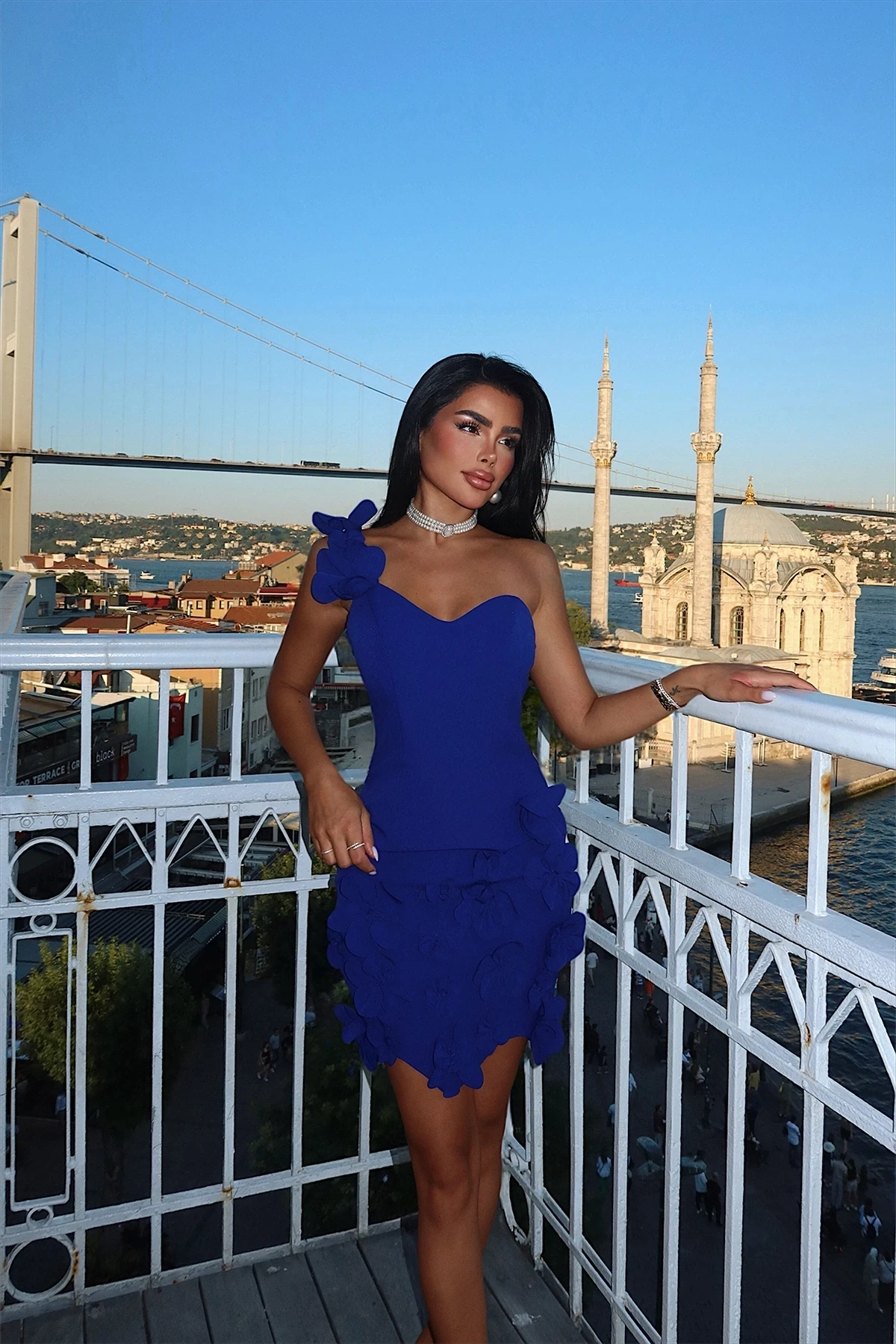 Picture of Navy Blue Floral Mini Dress