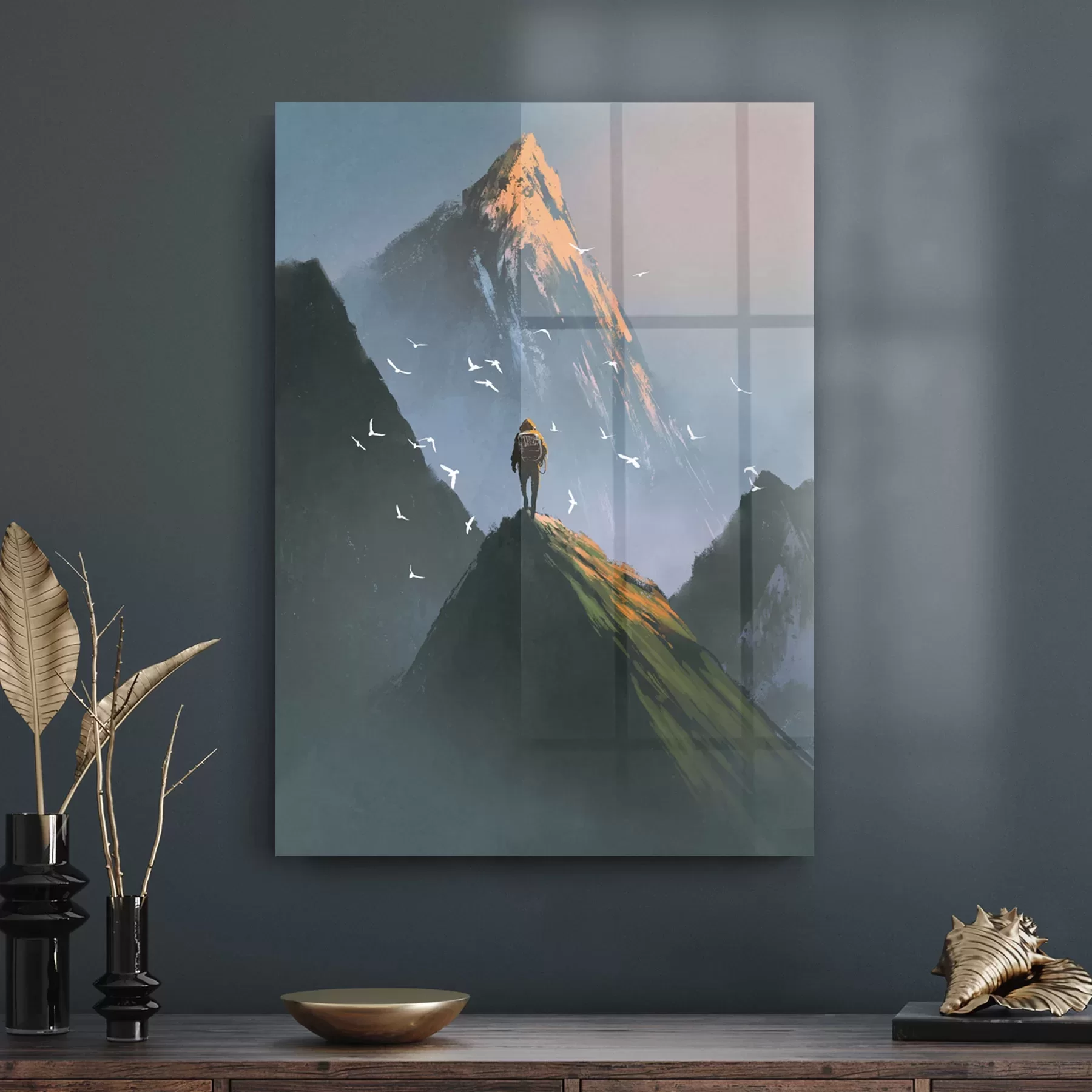 Picture of Decovetro Cam Tablo Sulu Boya Manzara 30x40 cm