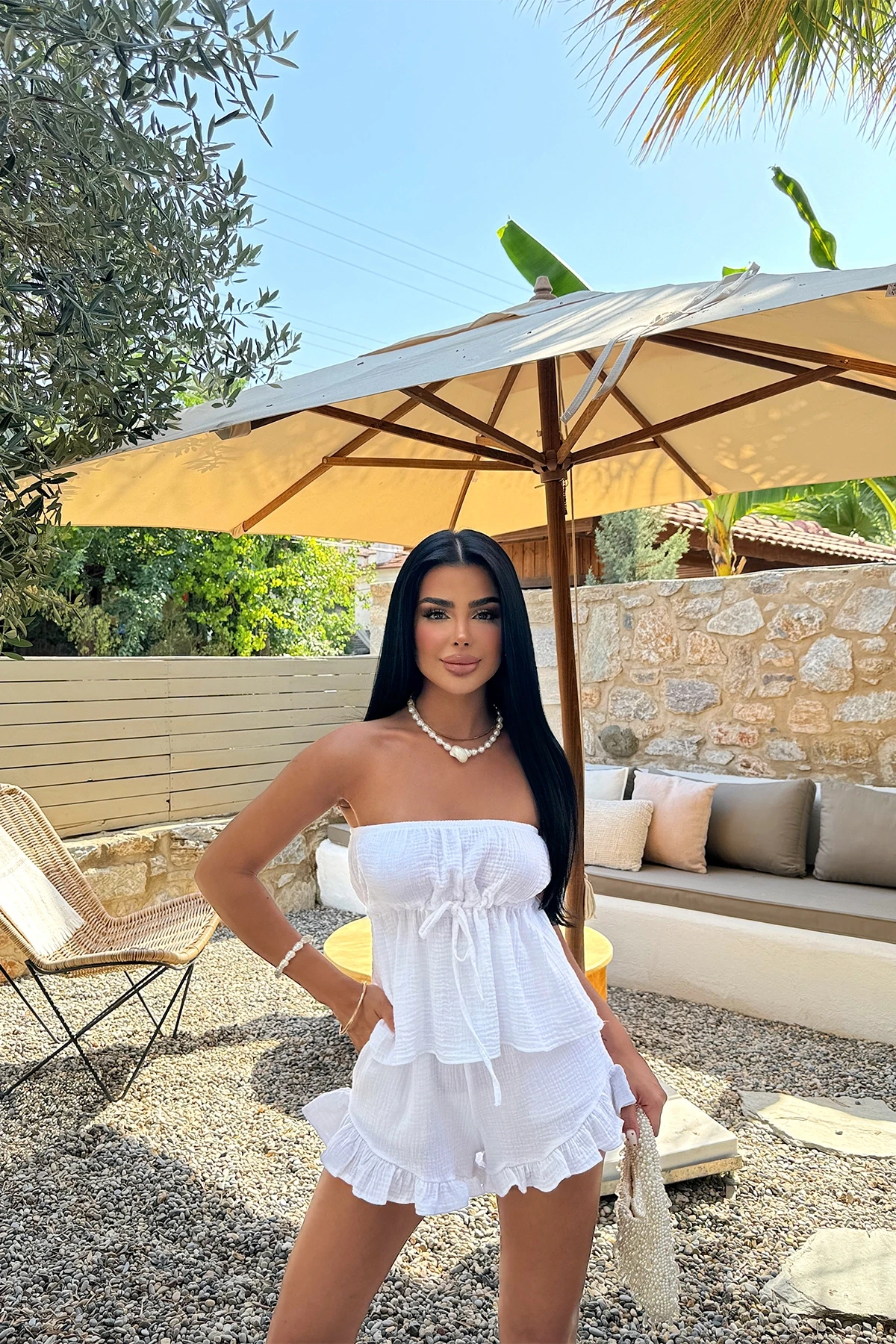 Picture of White Tanja  Shorts Set