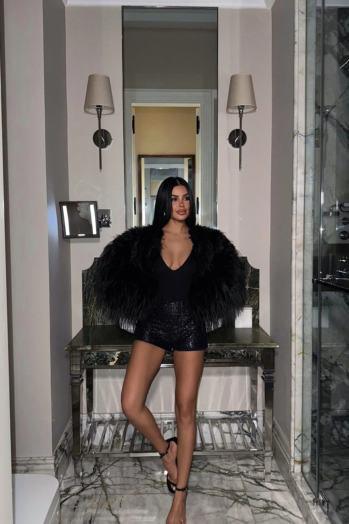 Picture of Purple Sequin Detail Shorts