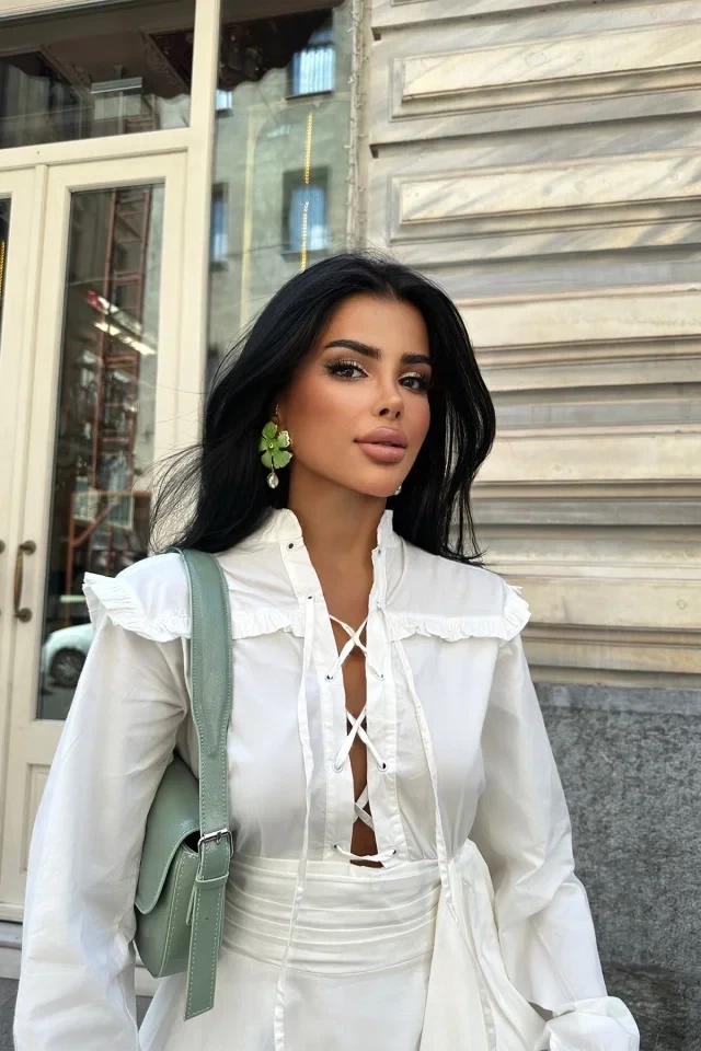 Picture of White Tie-Up Mini Dress