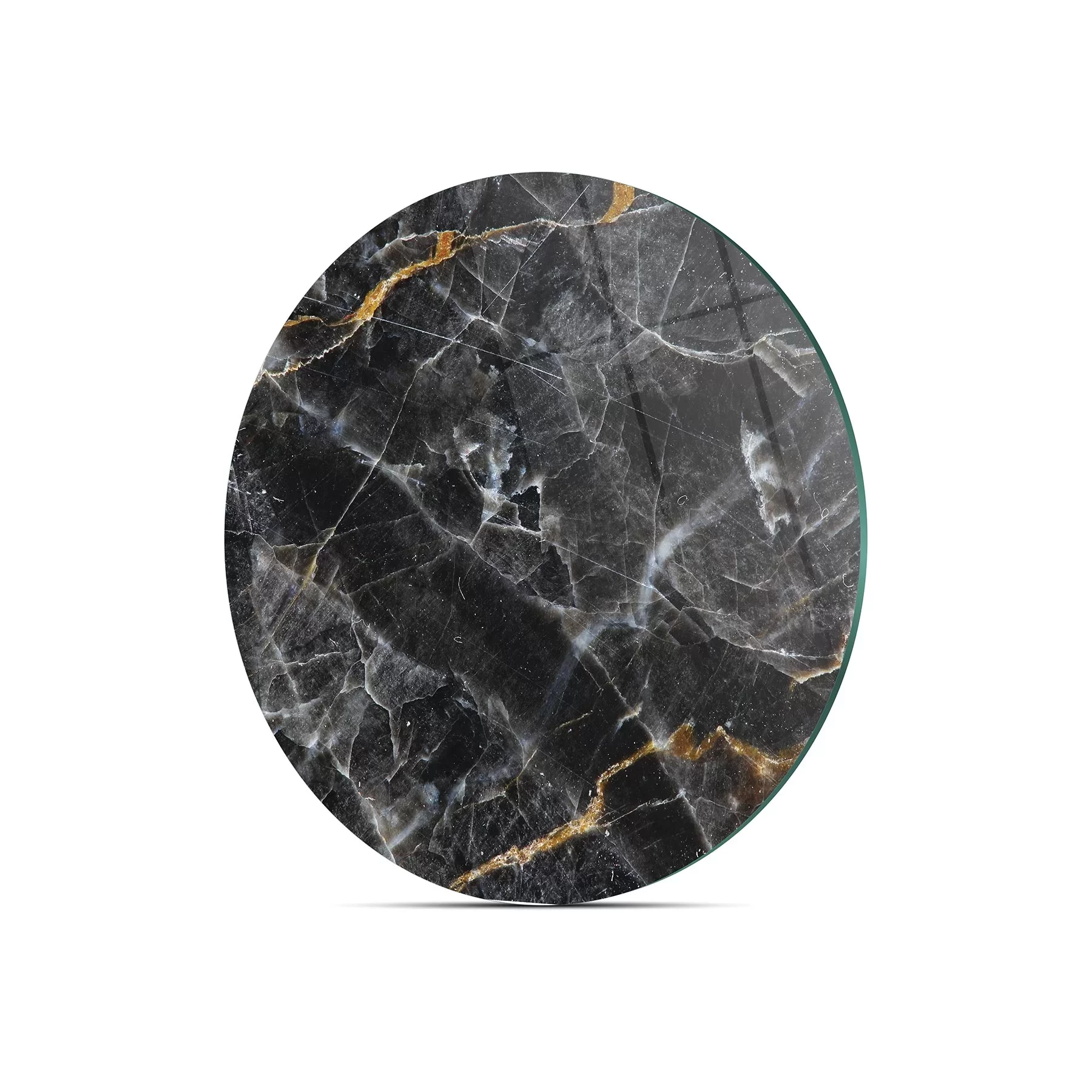 Picture of Decovetro Cam Kesme Tahtası ve Sunumluk Yuvarlak Siyah Mermer Desenli 30x30 Cm