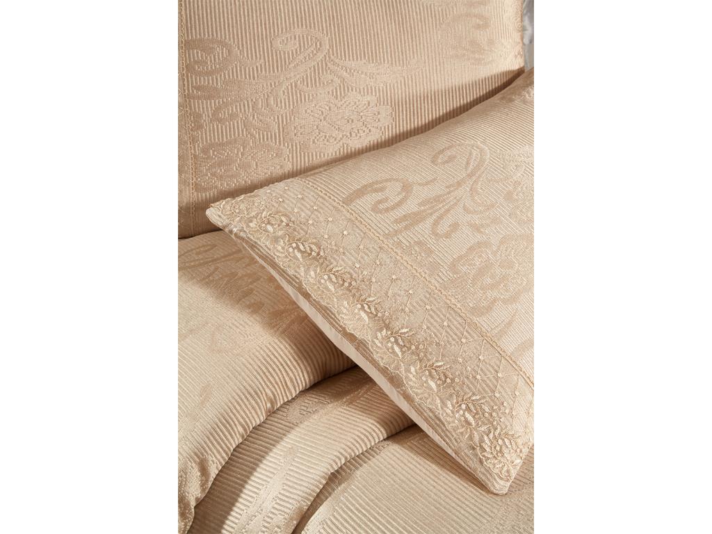 Picture of Fransız Dantelli Suzan Çift Kişilik Yatak Örtüsü Cappucino