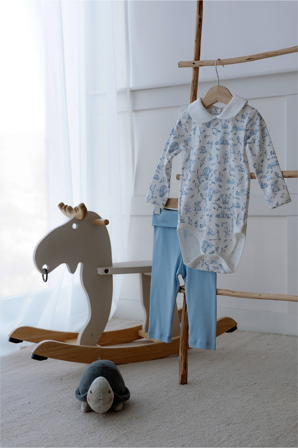 Picture of Body & Pantolon Seti - Toıle De Jouy / Mavi