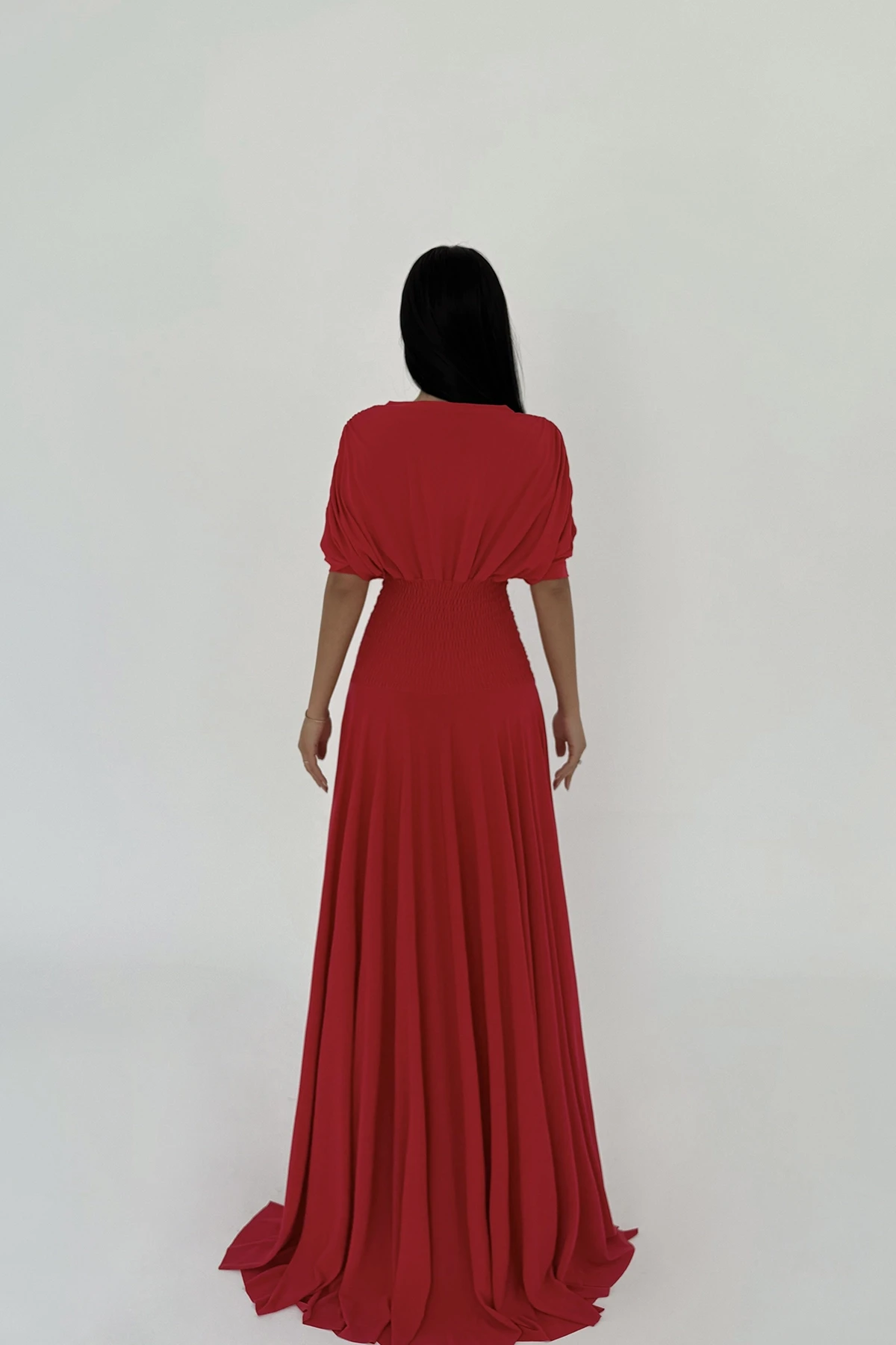 Picture of Red Eliah Long Buttoned Dress