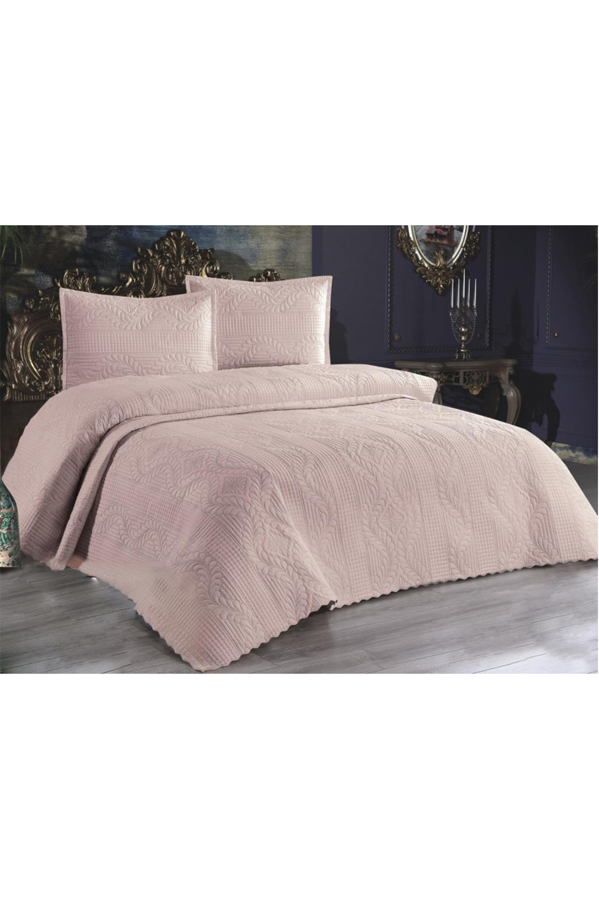 Picture of Ultrasonik Kapitoneli Sena Çift Kişilik Yatak Örtüsü Pudra