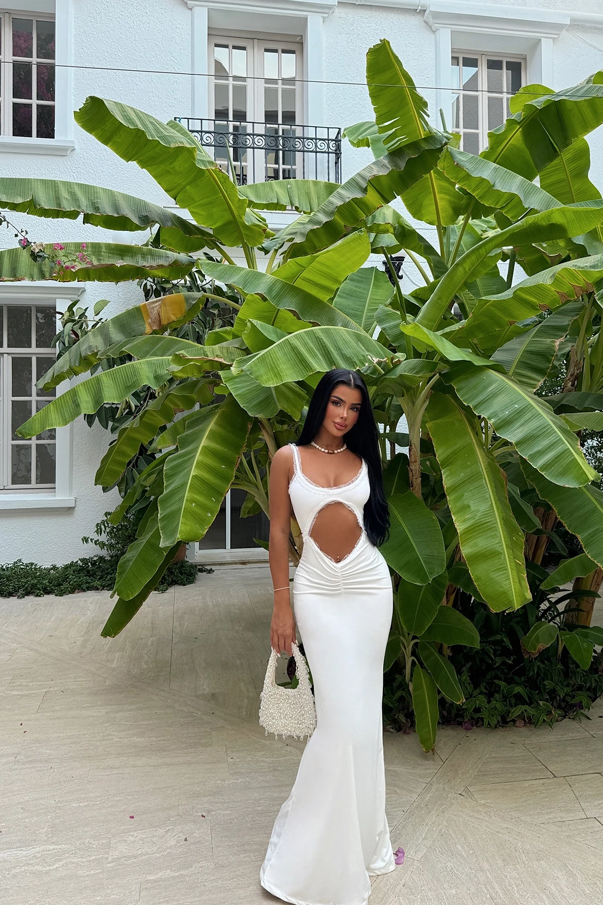 Picture of White Window Detail Long Dress