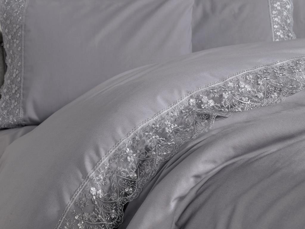 Picture of Fransız Dantelli Patya Çeyizlik Nevresim Takımı Gri