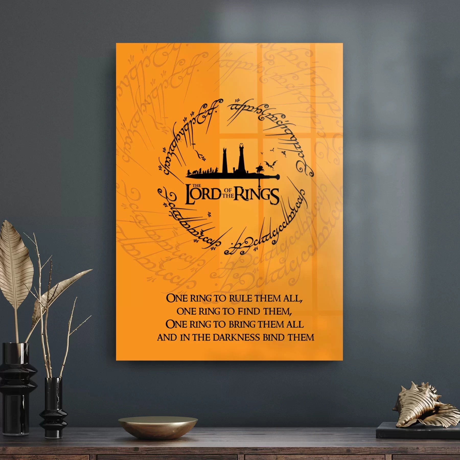 Picture of Decovetro Cam Tablo Yüzüklerin Efendisi One Ring 30x40 cm