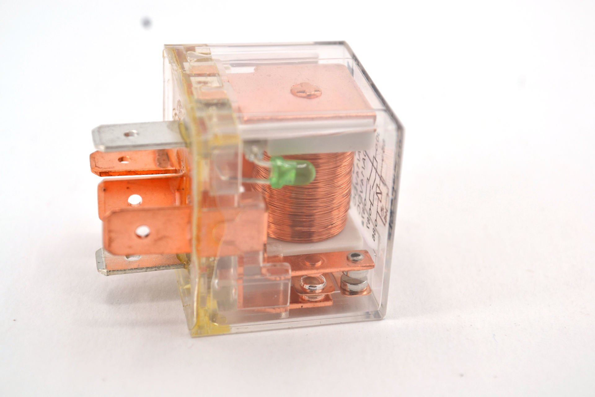 Picture of Şeffaf Mini Röle 5 Fişli Ledli 80A 12V Çift Kontak Yüksek Amperli 6,3 Fişli