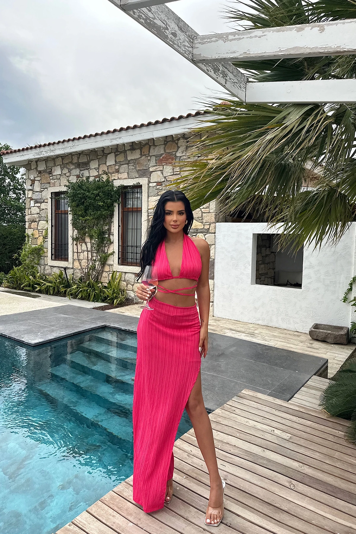 Picture of Fuchsia Lona Tie-Up Suit