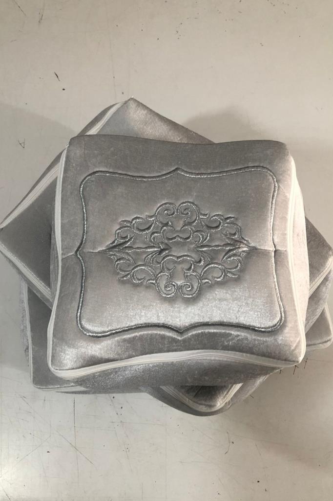 Picture of Nakışlı Kadife Fermuarlı Sünger 3lü Hurç Gri