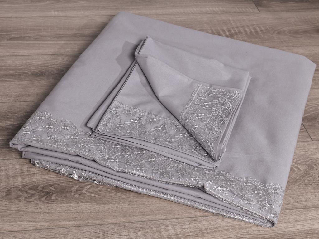 Picture of Fransız Dantelli Patya Çeyizlik Nevresim Takımı Gri