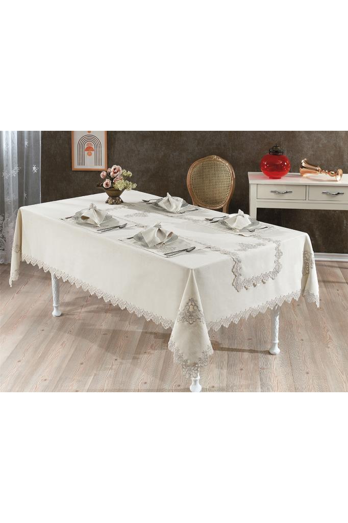 Picture of Sahra Fransız Dantelli Yemek Takımı - 26 Parça Cappucino