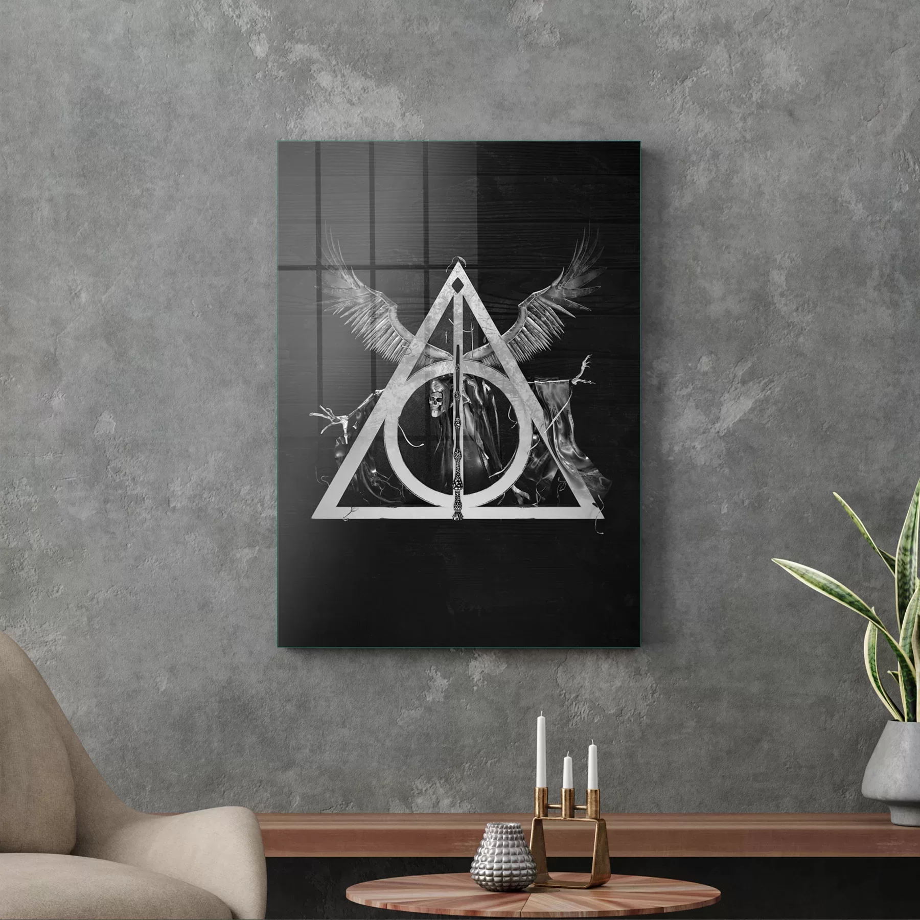 Picture of Decovetro Cam Tablo Harry Potter Ölüm Yadigarları Logo 30x40 cm