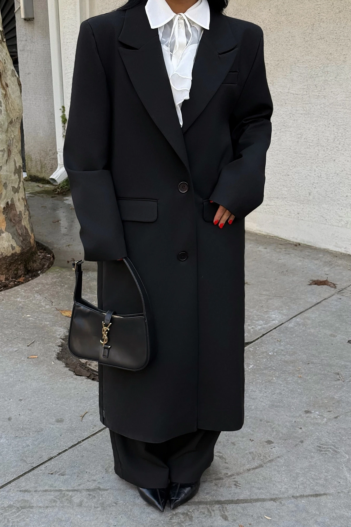 Picture of Black Front Button Pocket Detail Coat