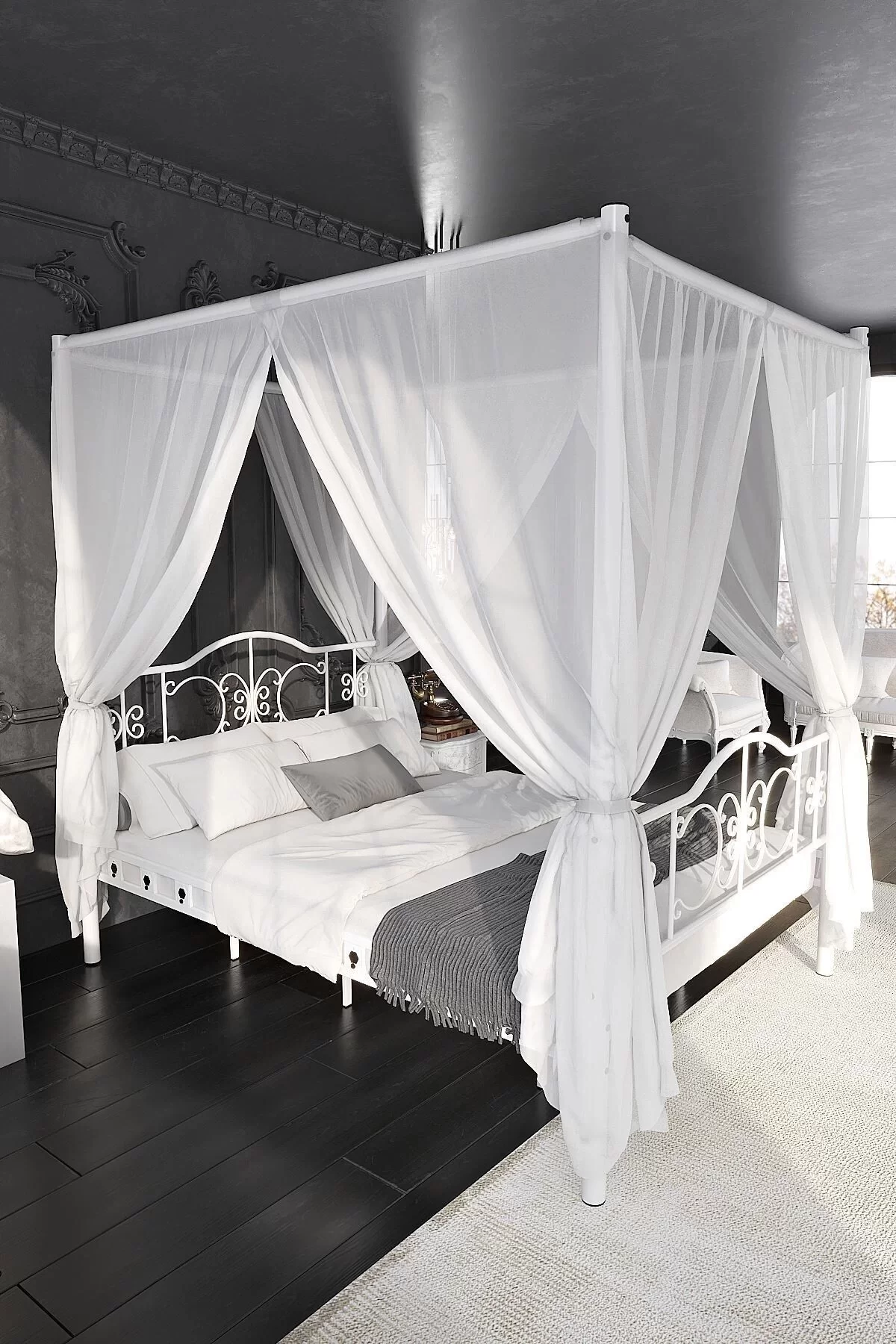 Picture of Pero Sultan Tek Kişilik Başlıklı Metal Karyola (CİBİNLİKSİZ) Beyaz