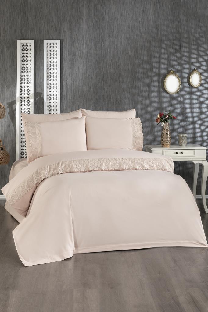 Picture of Fransız Dantelli Seda Çeyizlik Nevresim Takımı Cappucino