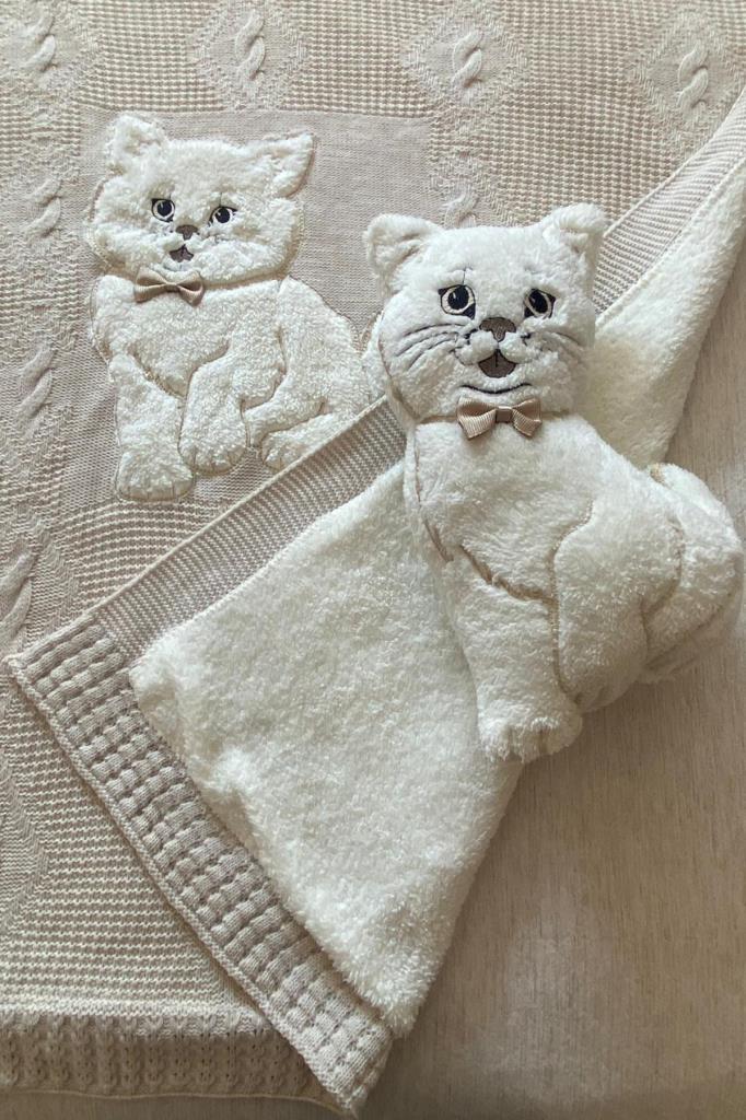 Picture of Oyuncak Hediyeli Bebek Triko Battaniye 90x90 Cm Bej