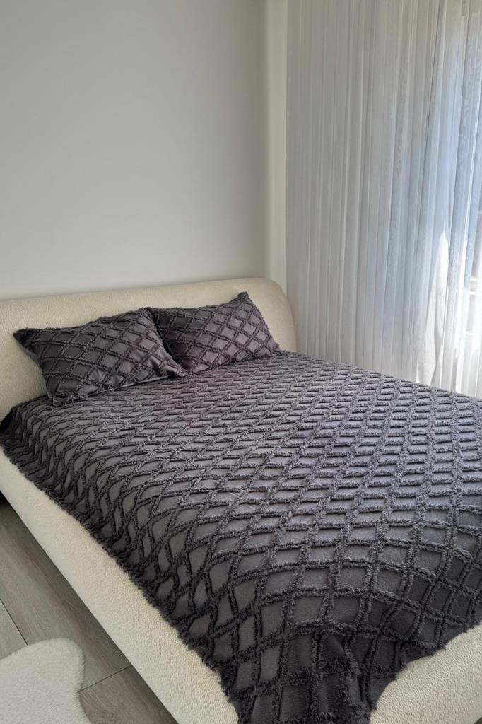 Picture of Çeyiz Diyarı Vesya 2 Parça Tek Kişilik Pike Takımı Antrasit