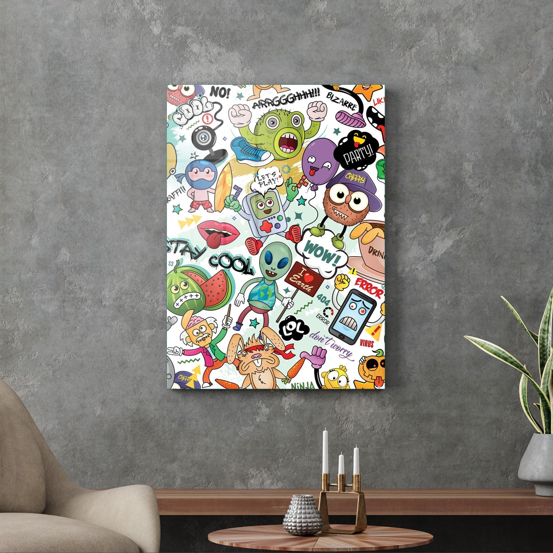 Picture of Decovetro Cam Tablo Grafiti Karakterler 30x40 cm