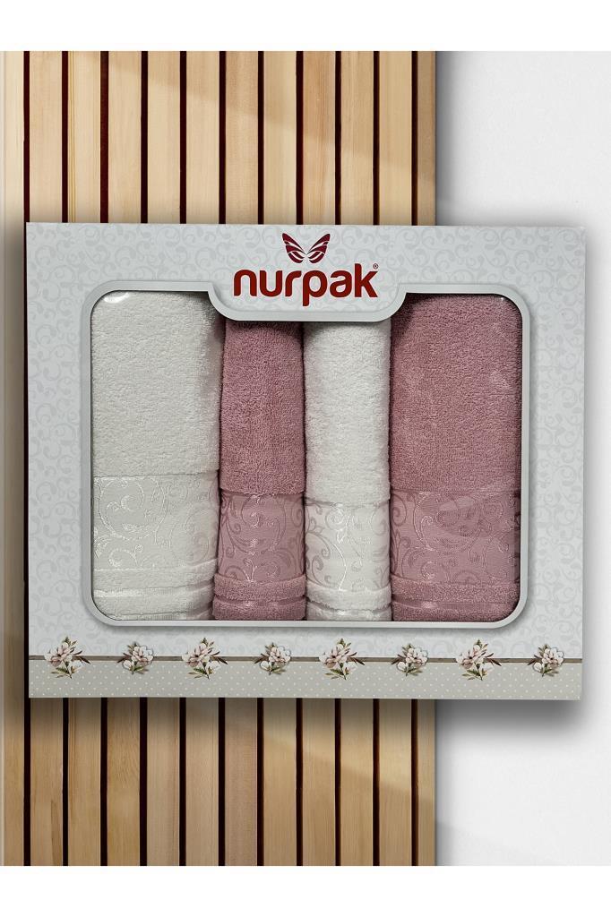 Picture of Deren Hamam Takımı 4 Parça Krem - Gül Kurusu