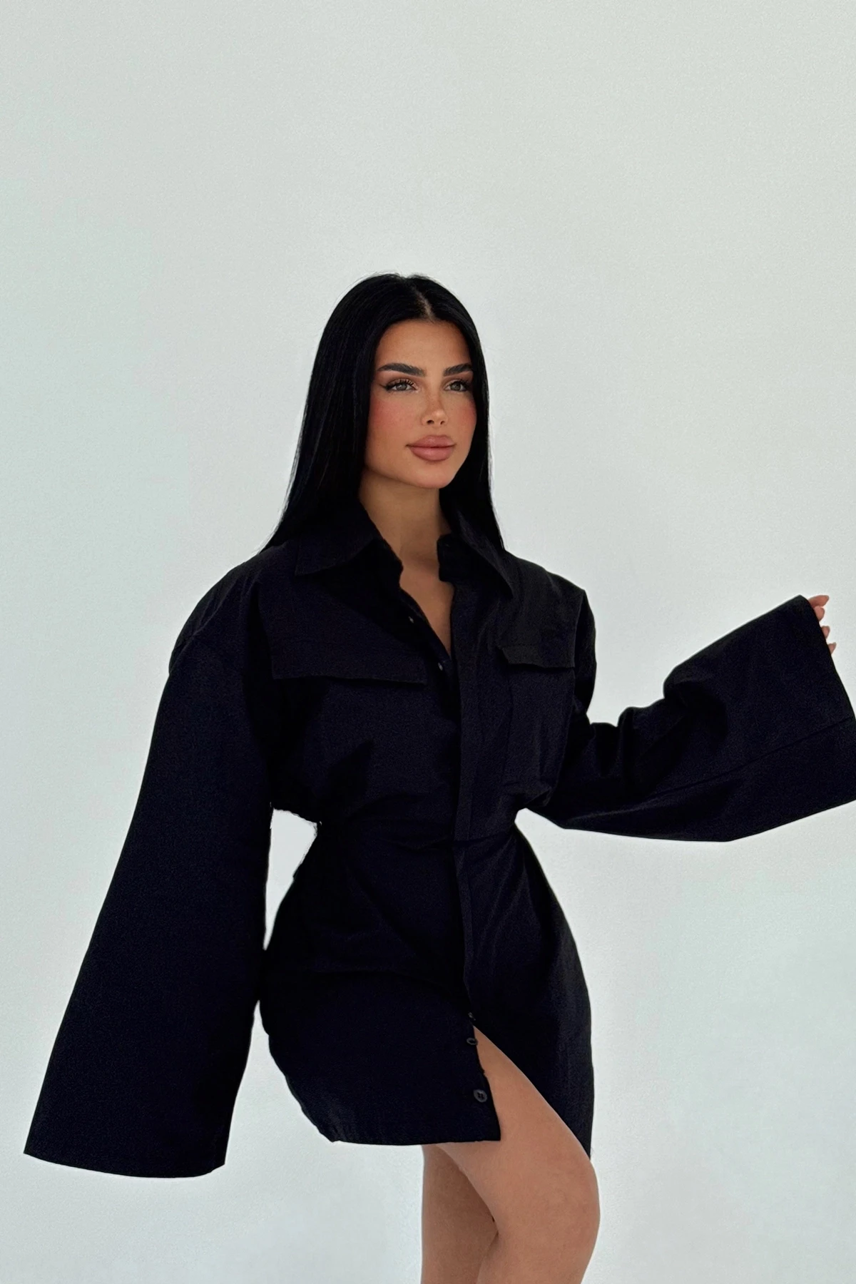 Picture of Black Shirt Collar Dress