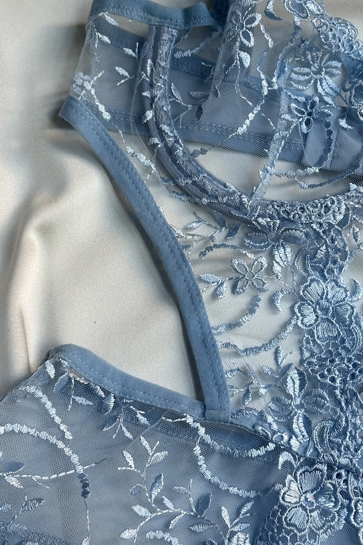 Picture of Blue Lace Detail Bodysuit