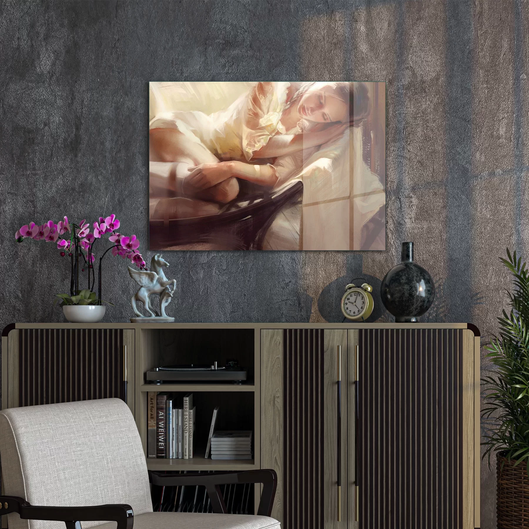 Picture of Decovetro Cam Tablo Yağlı Boya Kadın Porte 70x100 cm