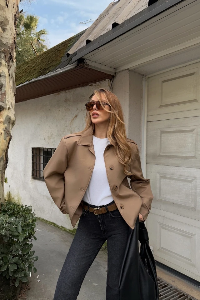 Picture of Tan Button Detail Jacket