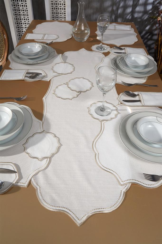 Picture of Damla Keten Nakışlı Amerikan Servis Takımı 19 Parça Bej